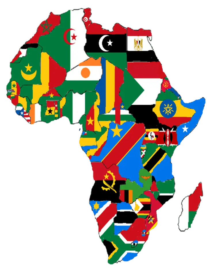 Map of the African continent representing A2Z Missions' work across Africa